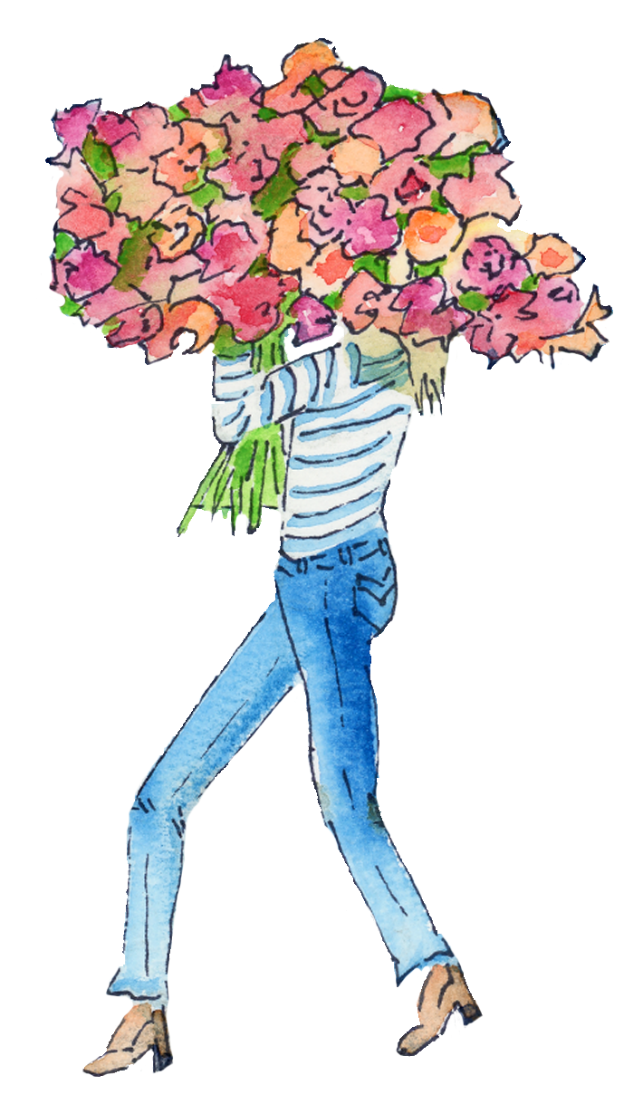 Greeting Card - girl with flowers