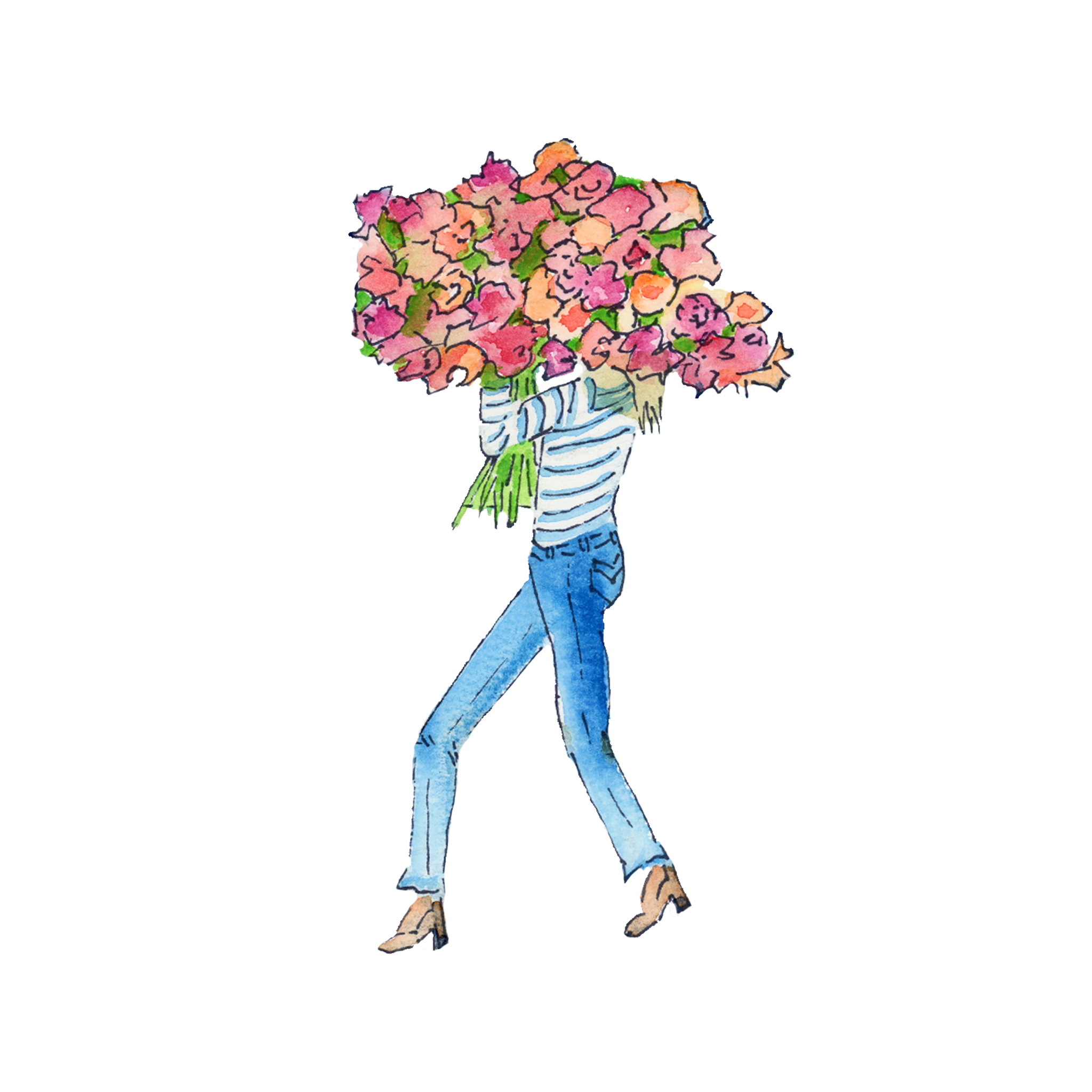 Greeting Card | Girl with Flowers