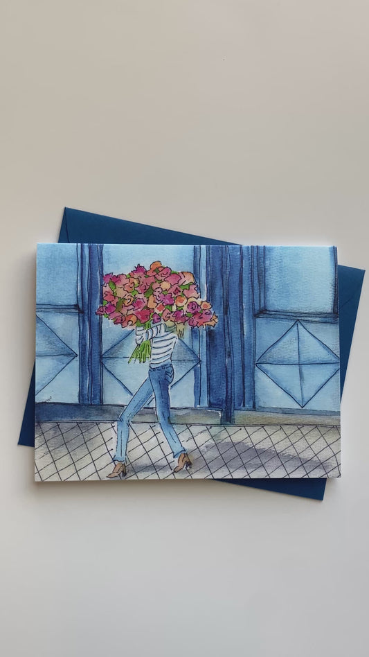 Greeting Card | Girl with Flowers